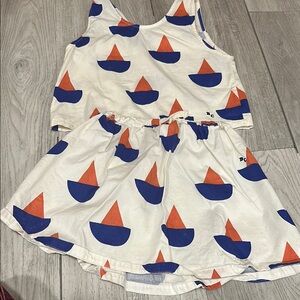 Bobo Choses Sailboat Print Tank - White, Blue & Orange